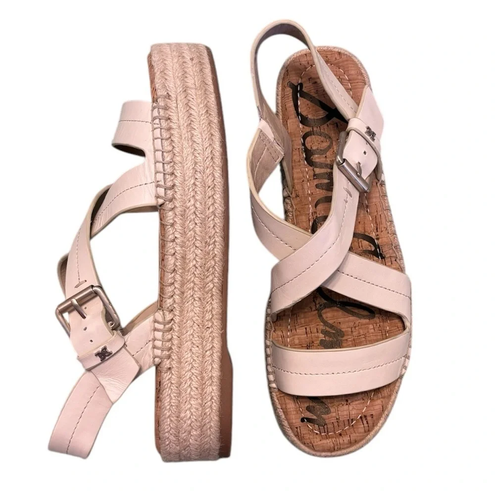Sam Edelman Aisling Crisscross Leather Espadrille Platform Sandals Size 10